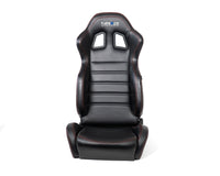 NRG Reclinable Racing Seats (Pair) Black Leather w/NRG Logo Red Stitch