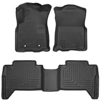 Husky Liners 16-17 Toyota Tacoma (M/T) Double Cab WeatherBeater Front & 2nd Row Floor Liners - Black
