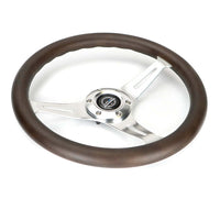 NRG Classic Wood Grain Wheel - 350mm 3 Chrome Silver Spokes Oak Color Wood