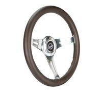 NRG Classic Wood Grain Wheel - 350mm 3 Chrome Silver Spokes Oak Color Wood