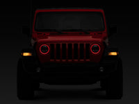 Raxiom 18-22 Jeep Wrangler JL/JT Axial 9-Inch LED Headlights w/RGB Halo- Black Housing (Clear Lens)