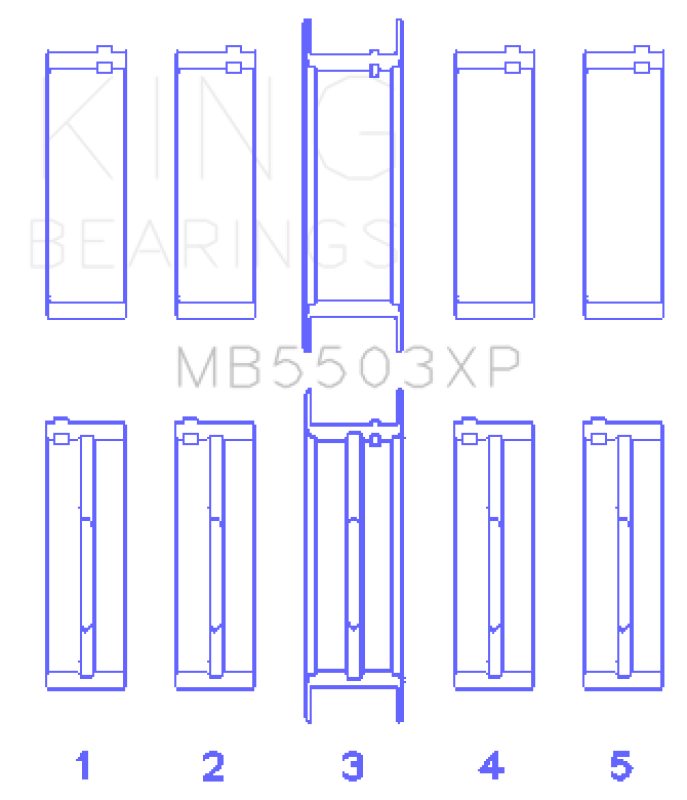 King Engine Bearings Ford V8 351ci 5.8L 16V (Size .010X Oversized) Performance Main Bearing Set
