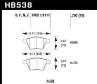 Hawk 09 Audi A4 Cabriolet / 05-07 A4 / 05-09 A4 Quattro / 06-09 A6 / 08 VW R32 HPS Front Brake Pads