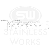 Stainless Works SBF AFR 225 Head Round Port Header 304SS Exhaust Flanges 1-7/8in Primaries
