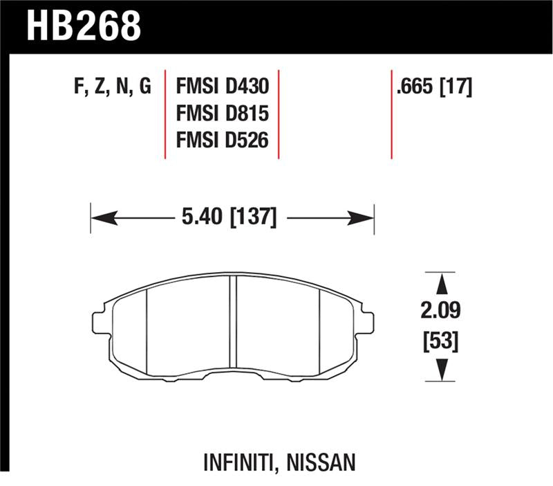 Hawk 1999-2000 Infiniti G20 HPS 5.0 Front Brake Pads