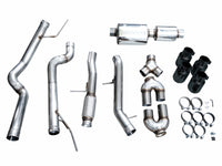 AWE Tuning 2021+ GMC Tahoe/Yukon 5.3L 0FG Split Rear Exit Catback Exhaust - Quad Diamond Blk Tips
