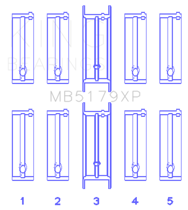 King Engine Bearings Opel C20Xe/X18Xe/X22Xe (Size +0.50mm) Main Bearing Set