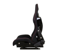 NRG FRP Bucket Seat - Reclinable (Black Cloth w/Red Stitching)