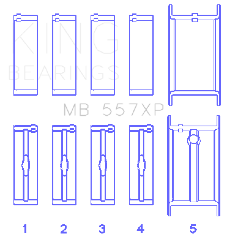 King General Motors 262/267/302/307.010in Undersize Crankshaft XP-Series Main Bearing Set (Set of 5)