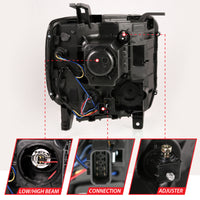 ANZO 2014-2015 GMC Sierra 1500HD Projector Plank Style Headlight Black W/ DRL