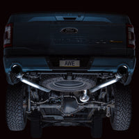 AWE Tuning 2021+ Ford F-150 Tremor (w/ Bumper Cutouts) 0FG Resonated Cat-Back - Diamond Black Tips