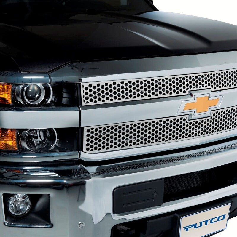 Putco 14-15 Chevy Silv LD - (Fits Grille w/ Z71 emblem) - Direct Replacement Insert Punch SS Grilles