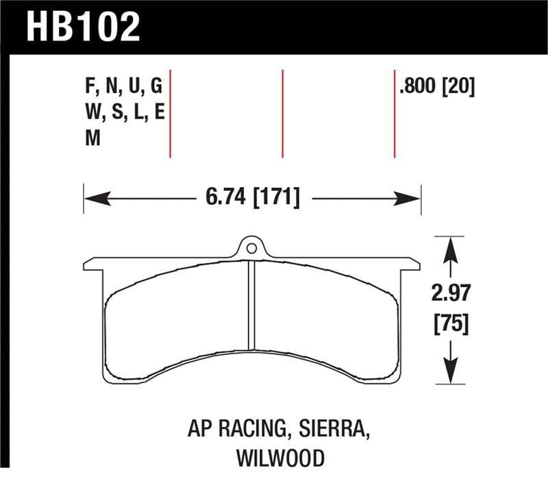 Hawk AP Racing 6 - Sierra/JFZ - Wilwood DTC-60 Race Brake Pads