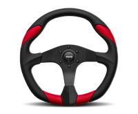 Momo Retro Steering Wheel 360 mm - 4 Black Leather/Wht Stitch/Brushed Spokes