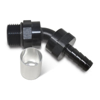 Russell Hose End Crimp On 10 Sae Port Male To -8 Hose 45 Deg Swivel Blk Anodized