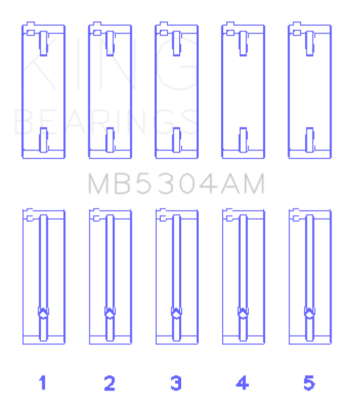 King Engine Bearings Kia/Mazda DOHC 16 Valve/SOHC 16 Valve/SOHC 8 Valve (Size +0.5) Main Bearing Set
