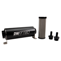 DeatschWerks Stainless Steel 3/8in 40 Micron Universal Inline Fuel Filter Housing Kit (160mm)