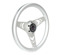 NRG Aluminum Steering Wheel 330mm - Arow Cutout - Ergonomic Grip - Anadized Silver