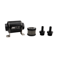 DeatschWerks Stainless Steel 3/8in 100 Micron Universal Inline Fuel Filter Housing Kit (70mm)