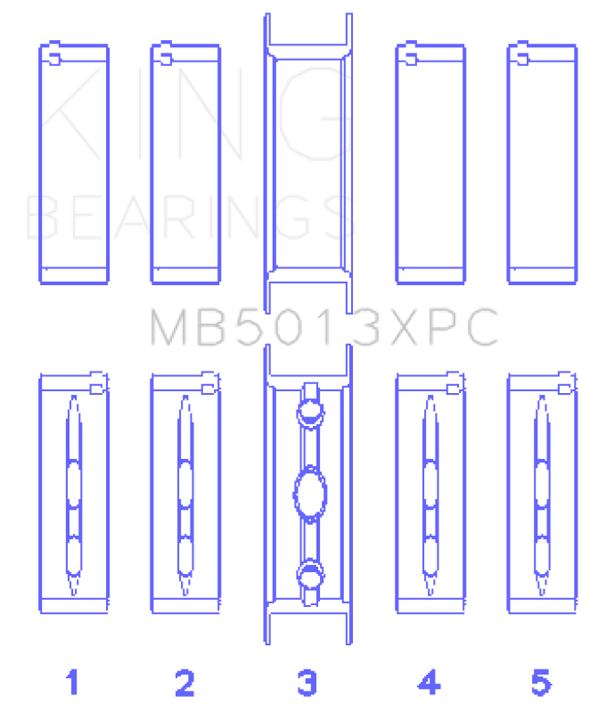 King GM Vortec/LS-Series Gen III/IV Crankshaft Main Bearing Set (Set of 10) - Size +.020mm
