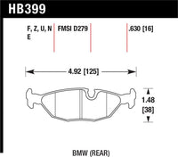 Hawk 91 BMW 318i E30 All DTC-70 Rear Brake Pads