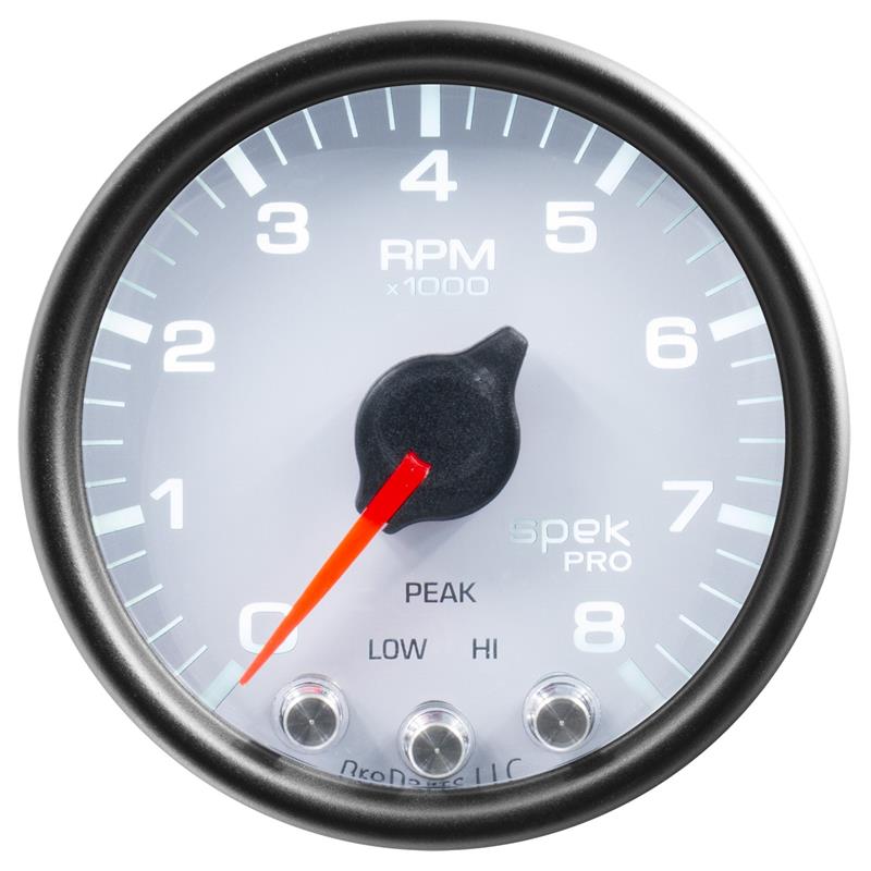 Autometer Spek-Pro Gauge Speedometer 5in 180 Mph Elec. Programmable White/Black