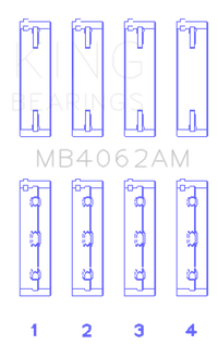King Honda / Acura C32A1/C32A6/C35A1 Crankshaft Main Bearing Set (Size 0.25) (Set of 4)