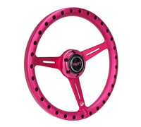 NRG Aluminum Steering Wheel 330mm - Extra Light - Ergonomic Grip - Anadized Pink