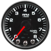 Autometer Spek-Pro Gauge Tach 2 1/16in 8K Rpm W/ Shift Light & Peak Mem Blk/Chrm