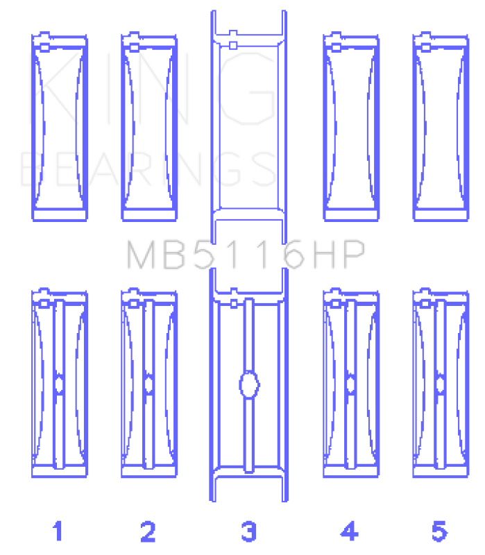 King Engine Bearings Chrysler 426CI/440CI V8 OHV (STDX Size) Crankshaft Main Bearing Set