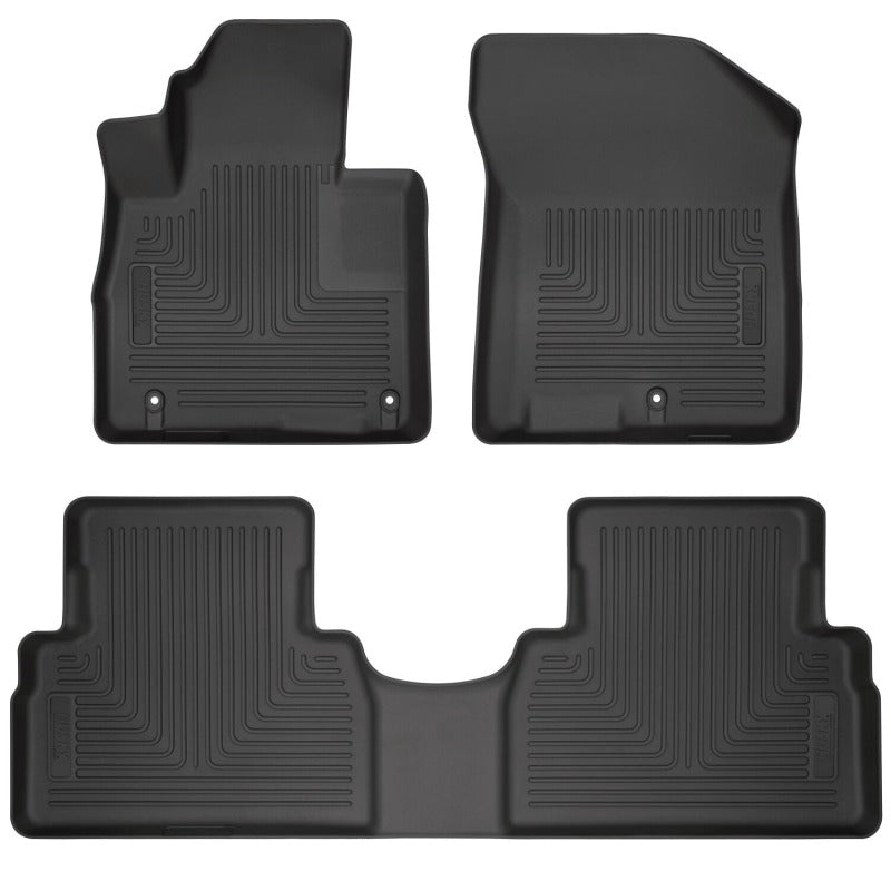 Husky Liners 19-20 Hyundai Santa Fe WeatherBeater Front & 2nd Row Floor Liners - Black