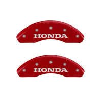 MGP Front set 2 Caliper Covers Engraved Front Honda Red finish silver ch