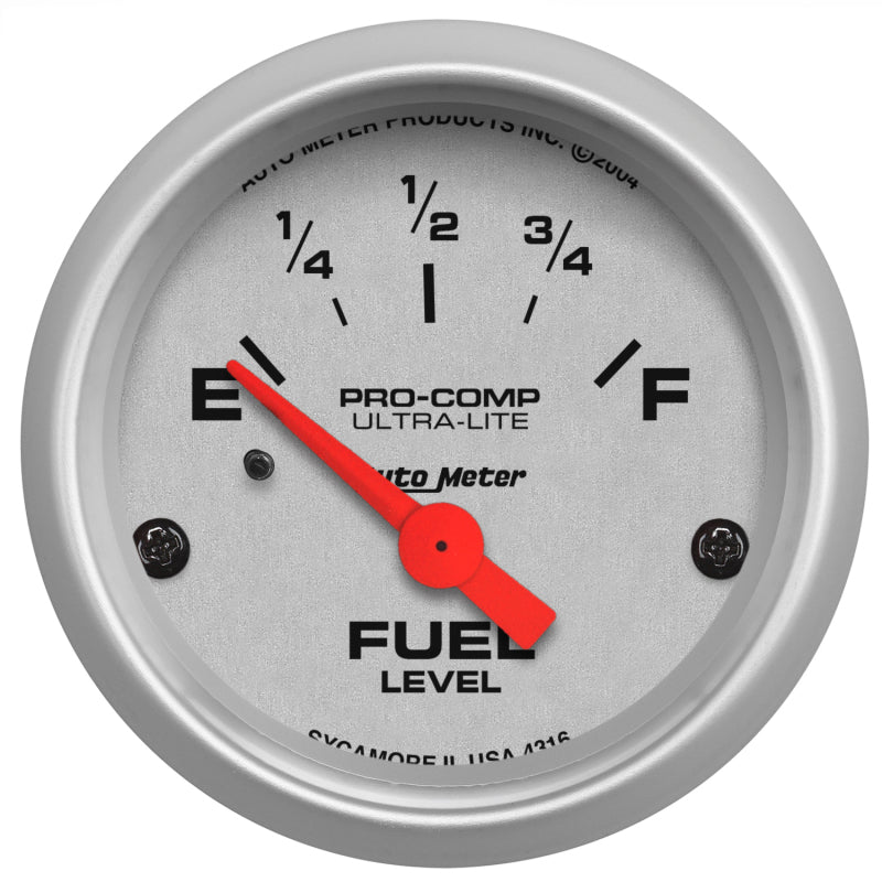 Autometer Ultra-Lite 52mm 240 OHMS Empty/33 OHMS Full Short Sweep Electronic Fuel Level Gauge