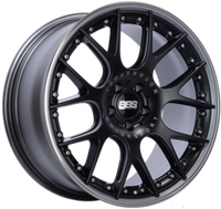 BBS CH-RII 22x10.5 5x112 ET15 Satin Black Center Platinum Lip SS Rim Prot Wheel - 82mm PFS Req