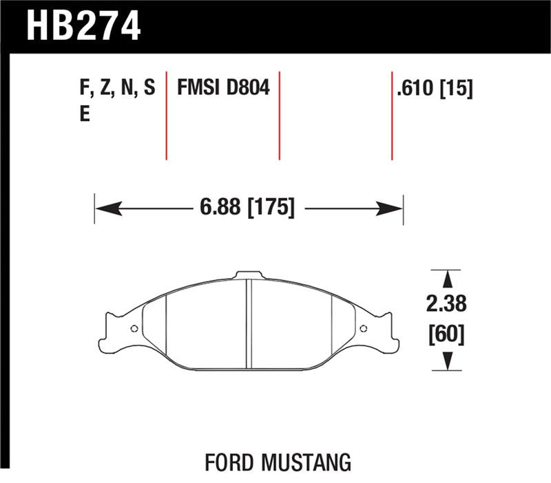 Hawk 96-10 Ford Mustang Blue 9012 Race Front Brake Pads