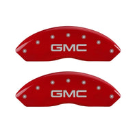 MGP Front set 2 Caliper Covers Engraved Front GMC Red finish silver ch