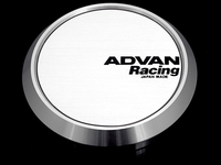 Advan 73mm Flat Center Cap - White/Silver Alumite