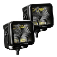 Go Rhino Xplor Blackout Series Cube LED Flood Light Kit (Surface/Threaded Stud Mnt) 3x3 - Blk (Pair)