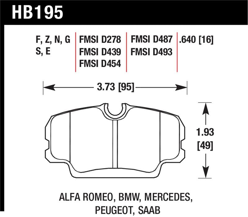 Hawk 84-4/91 BMW 325 (E30) HT-10 Performance Ceramic Street Front Brake Pads