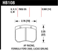 Hawk AP Racing/FF 2000 14mm DTC-60 Rear Race Brake Pads