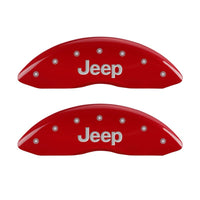 MGP Front set 2 Caliper Covers Engraved Front JEEP Red finish silver ch