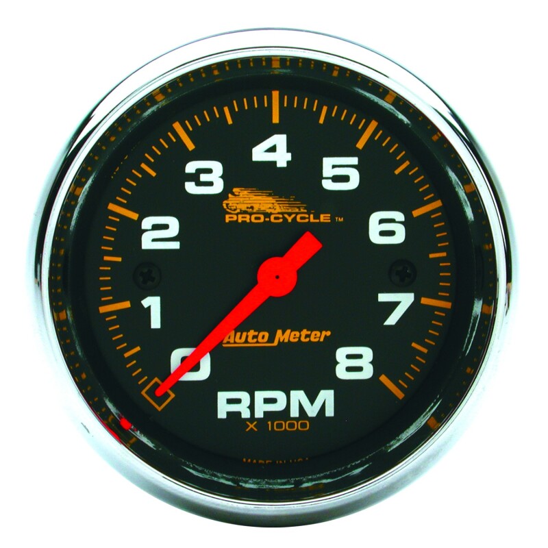 Autometer Pro-Cycle Gauge Tach 2 5/8in 8K Rpm 2&4 Cylinder Black