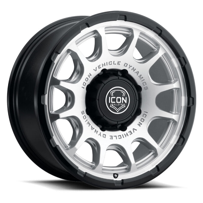 ICON Alloys Rancho 20x9 / 8x170 / 6mm / 5.25in BS Silver MACH w/ Gloss Black Lip Wheel