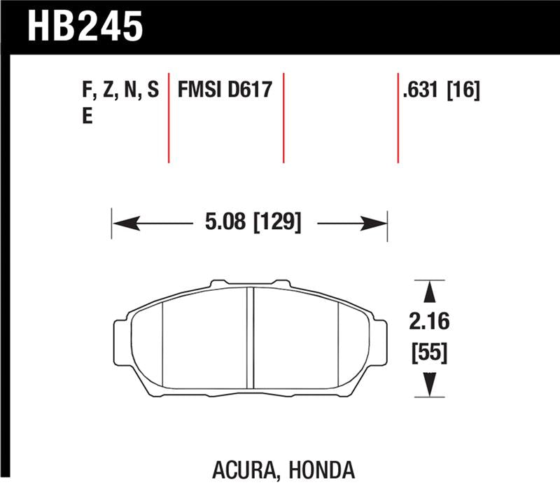 Hawk 1997-2001 Acura Integra GS HPS 5.0 Front Brake Pads