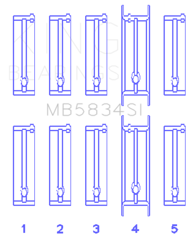 King Engine Bearings Chevrolet 121Ci/Ln2 134Ci +.002 (Size +0.25mm) Main Bearing Set