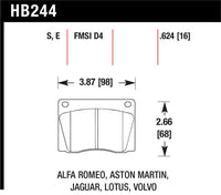 Hawk Blue Jaguar/Aston Martin/Alfa Romeo/Lotus Blue-9012 Front Race Brake Pads