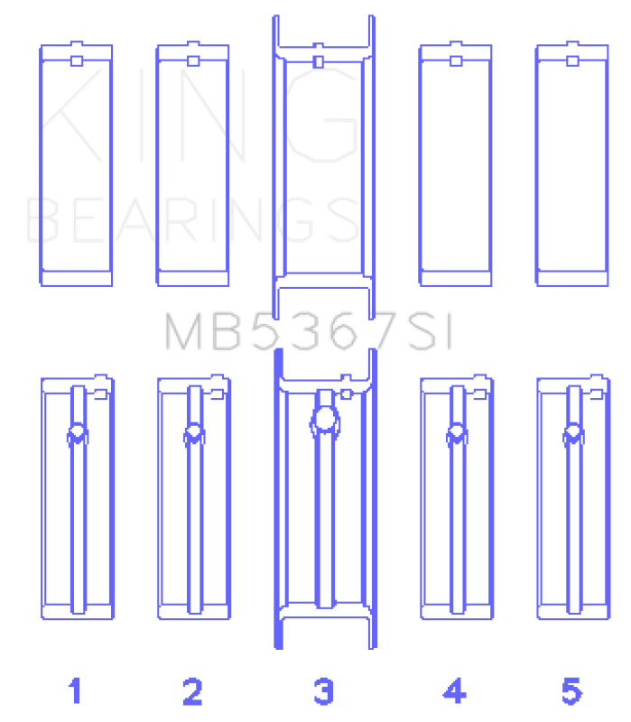 King Engine Bearings GMC 2.4L (146cu) I4 Ecotec Main Bearing Set - (Size 0.5 Oversized)