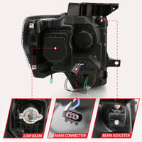 ANZO 2009-2013 Ford F-150 Projector Light Bar G4 Switchback Headlights Black Amber