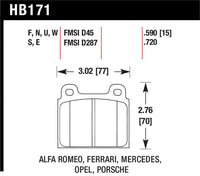 Hawk 69-77 & 84-89 Porsche 911 Blue 9012 Front Race Brake Pads