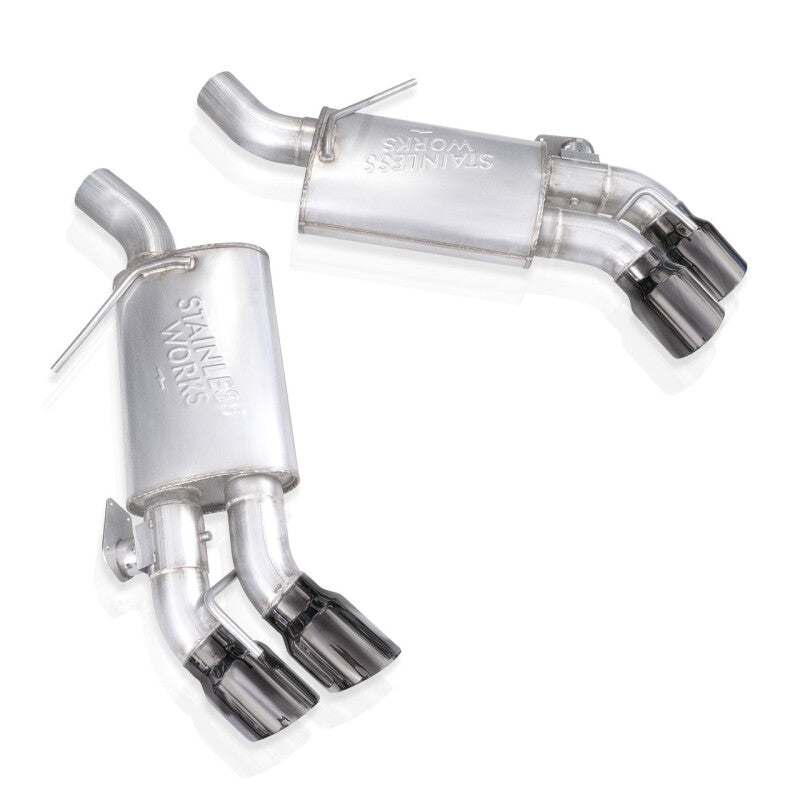 Stainless Works 16-21 Camaro SS 3in Legend Factory Connect Axle Back w/Valve - 4in Quad Black Tips